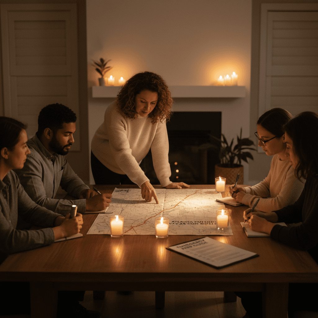 Community members reviewing emergency preparedness checklist