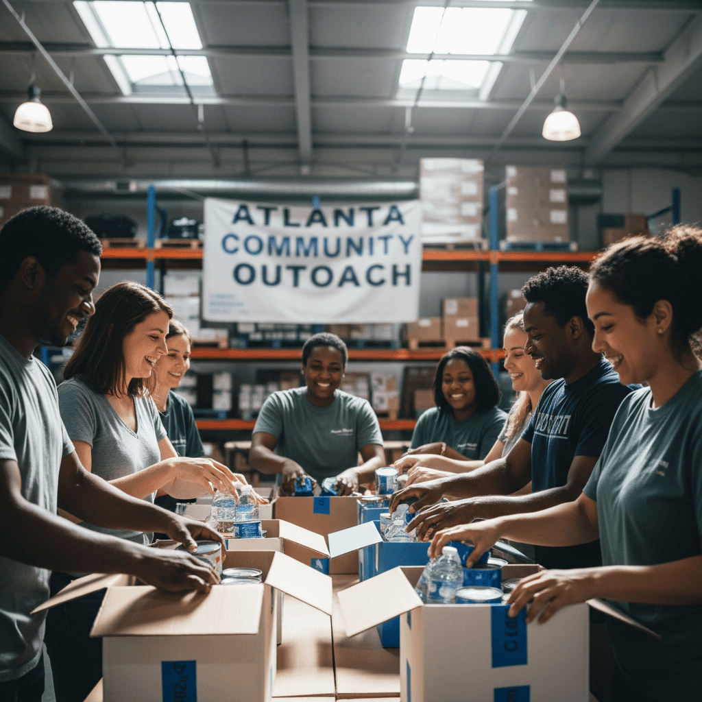 Volunteers preparing emergency supplies together